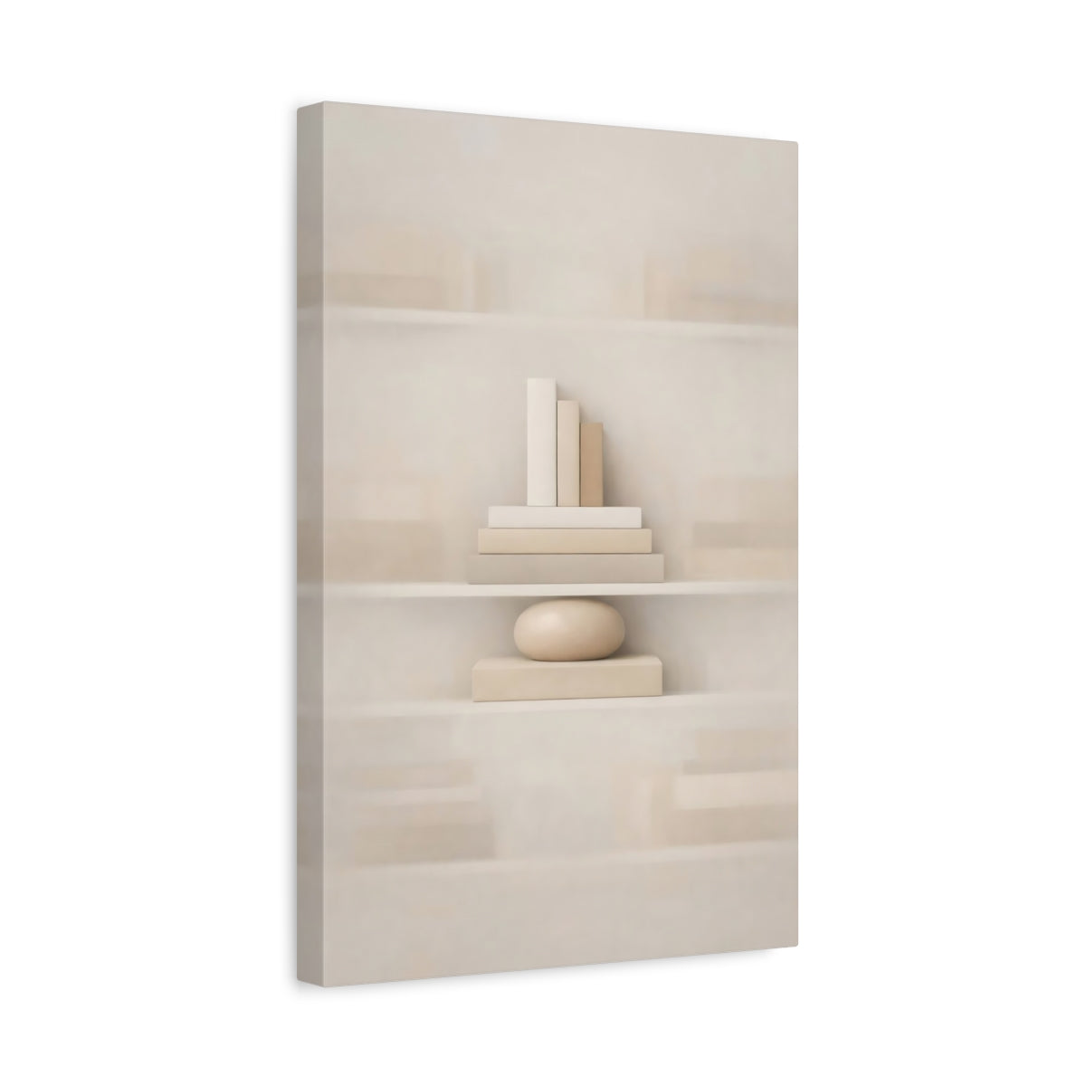 Abstract Books Stone Beige Cream - Canvas Wall Art Print