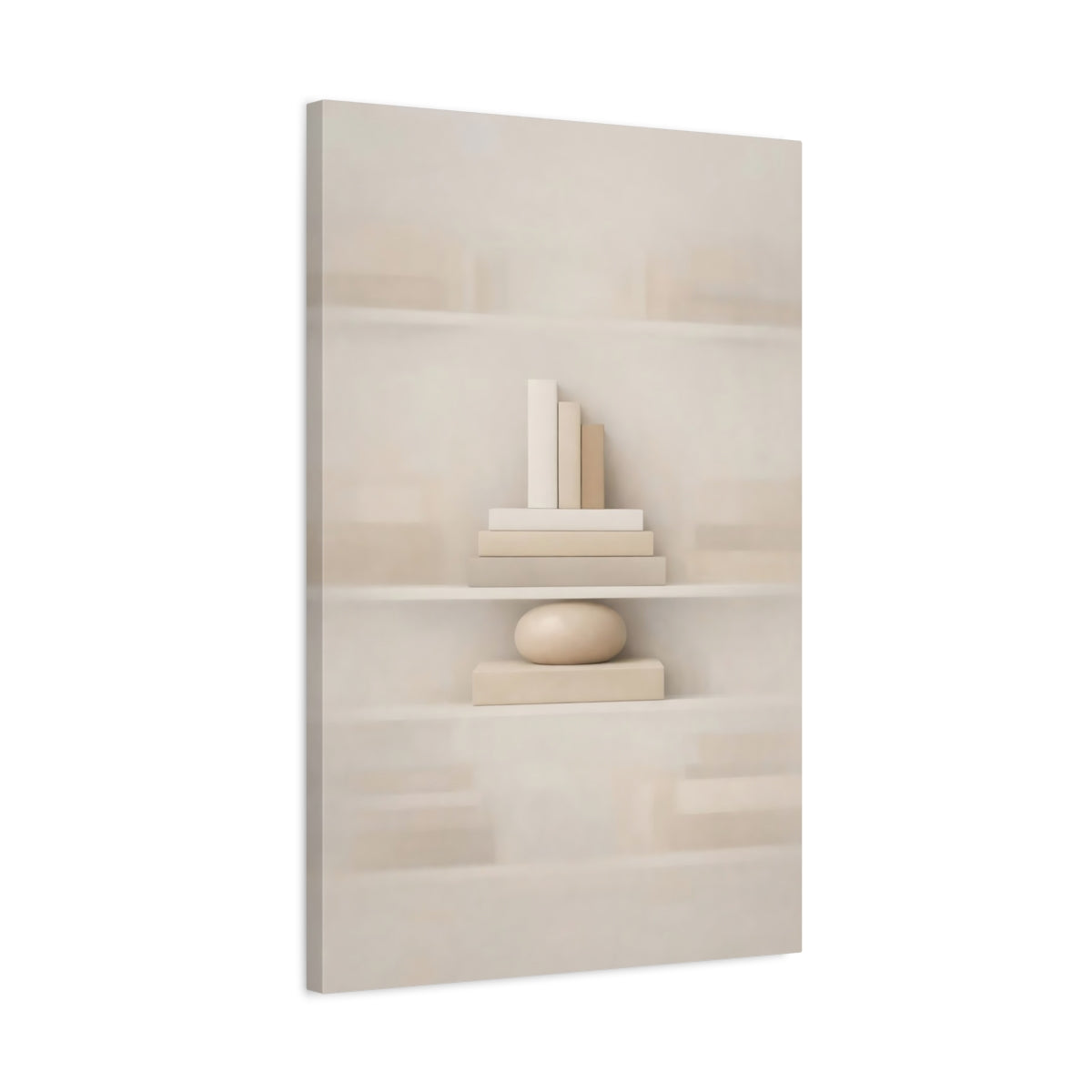 Abstract Books Stone Beige Cream - Canvas Wall Art Print