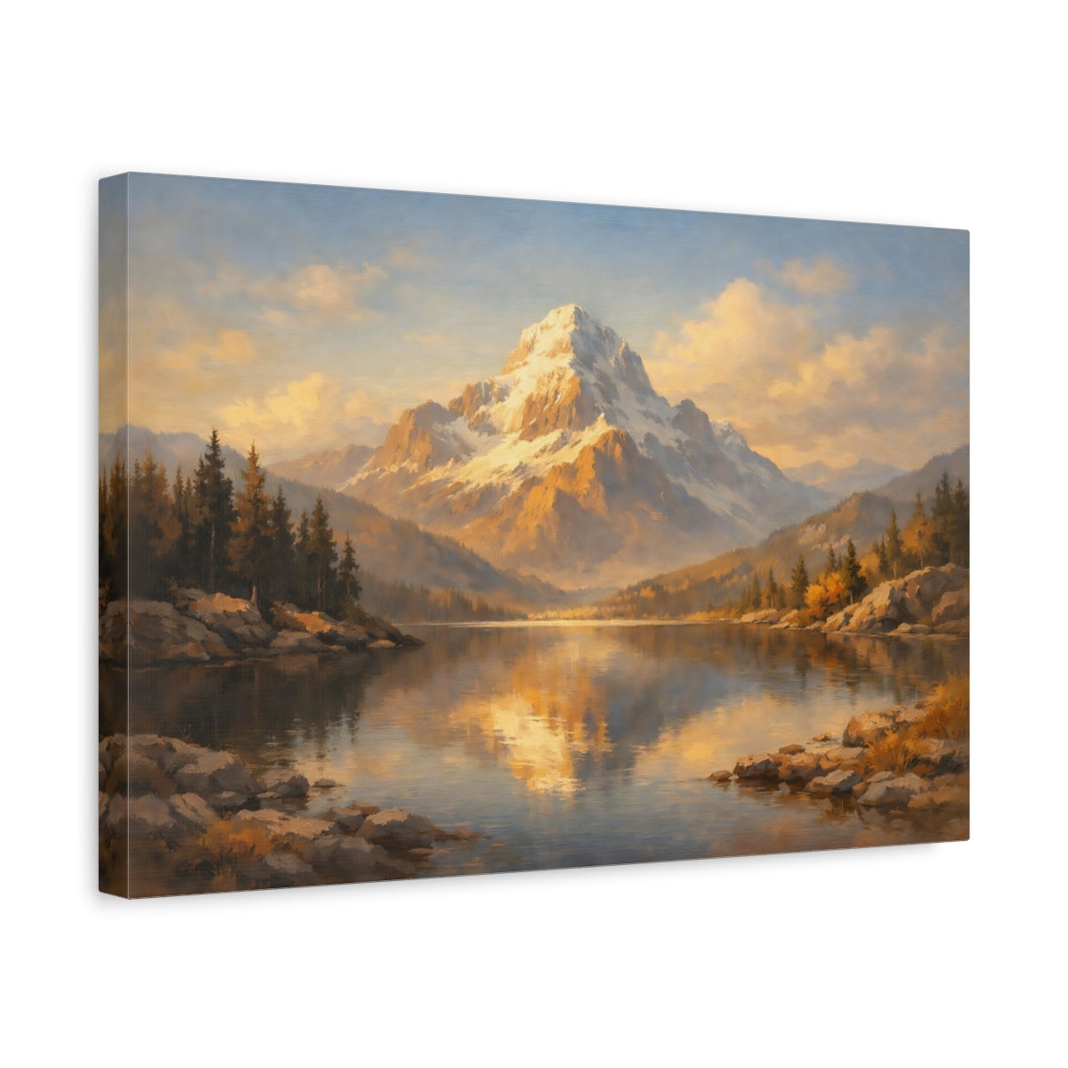 Side Mockup 4. Scandi Light Stamp Collage Dramatic Lighting shown as stretched canvas wall art