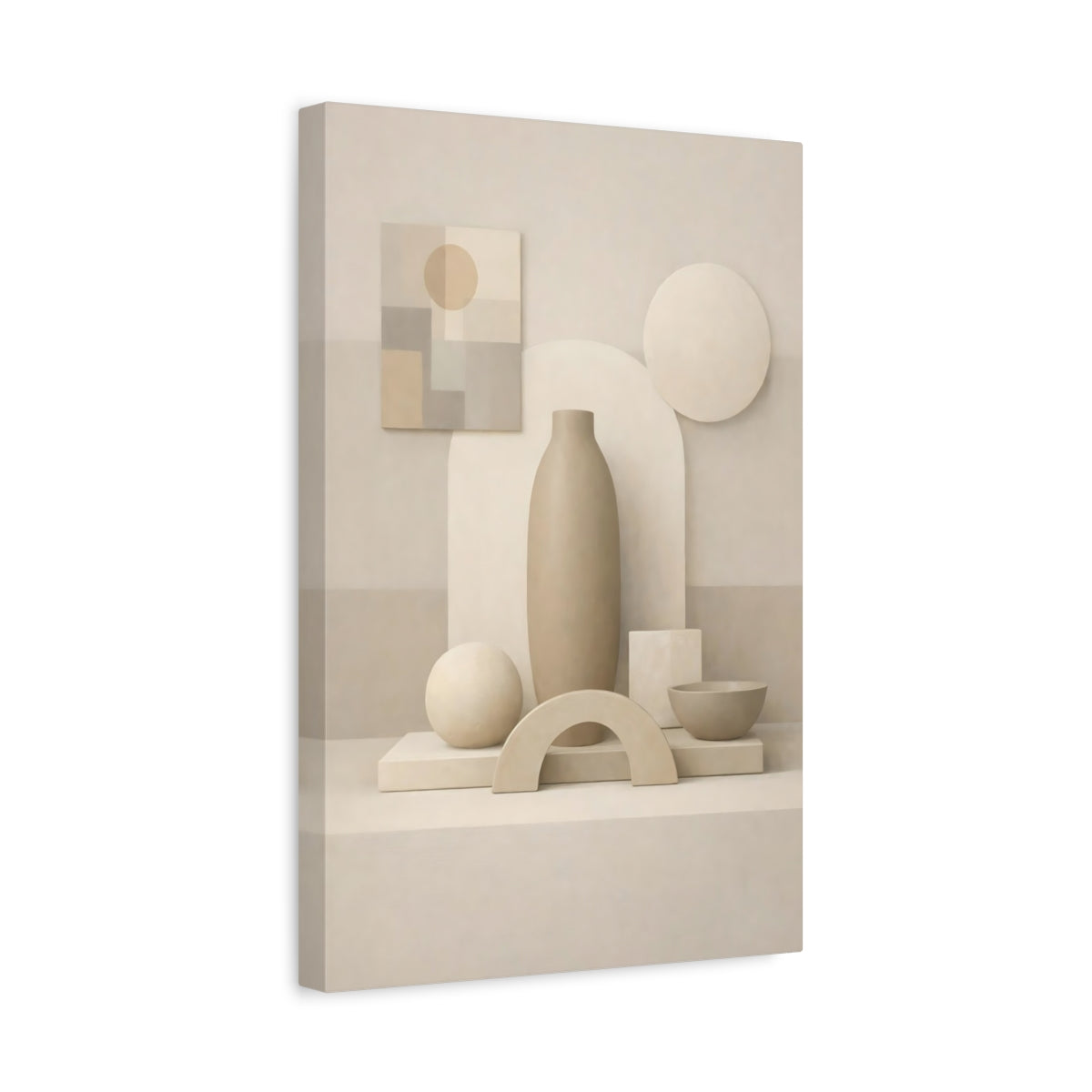 Abstract Geometric Shapes Beige - Canvas Wall Art Print