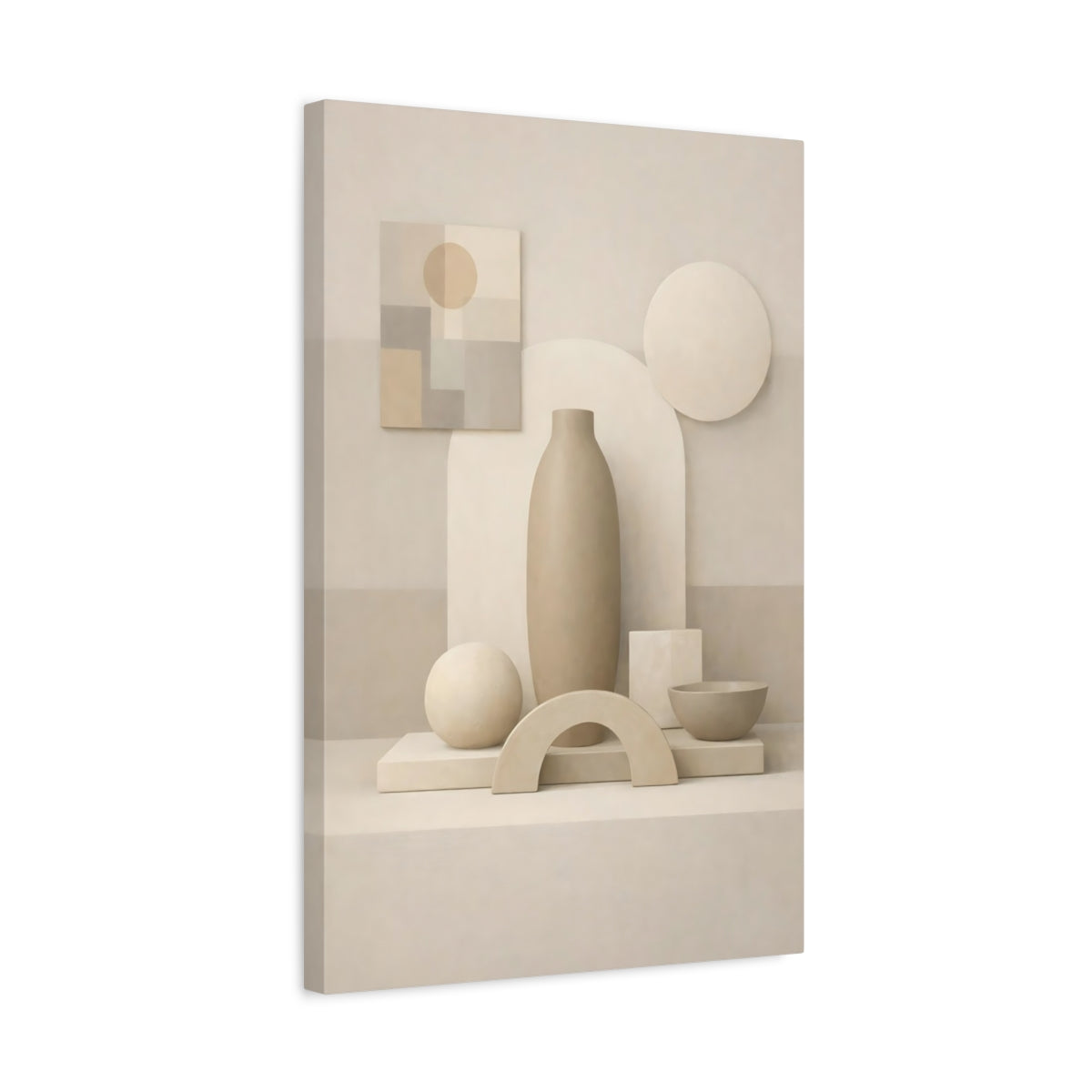 Abstract Geometric Shapes Beige - Canvas Wall Art Print