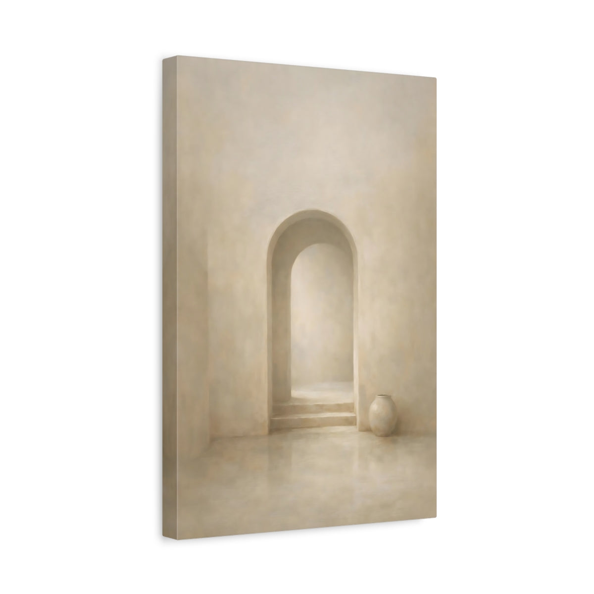 Side Mockup 4. Abstract Archway Neutral Archway shown as stretched canvas wall art