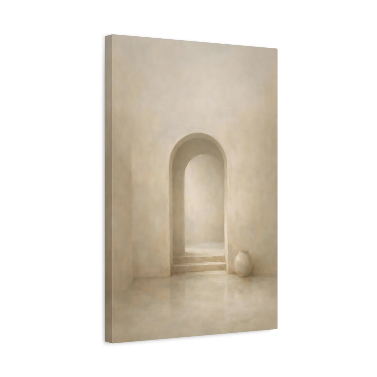 Side Mockup 3. Abstract Archway Neutral Archway shown as stretched canvas wall art