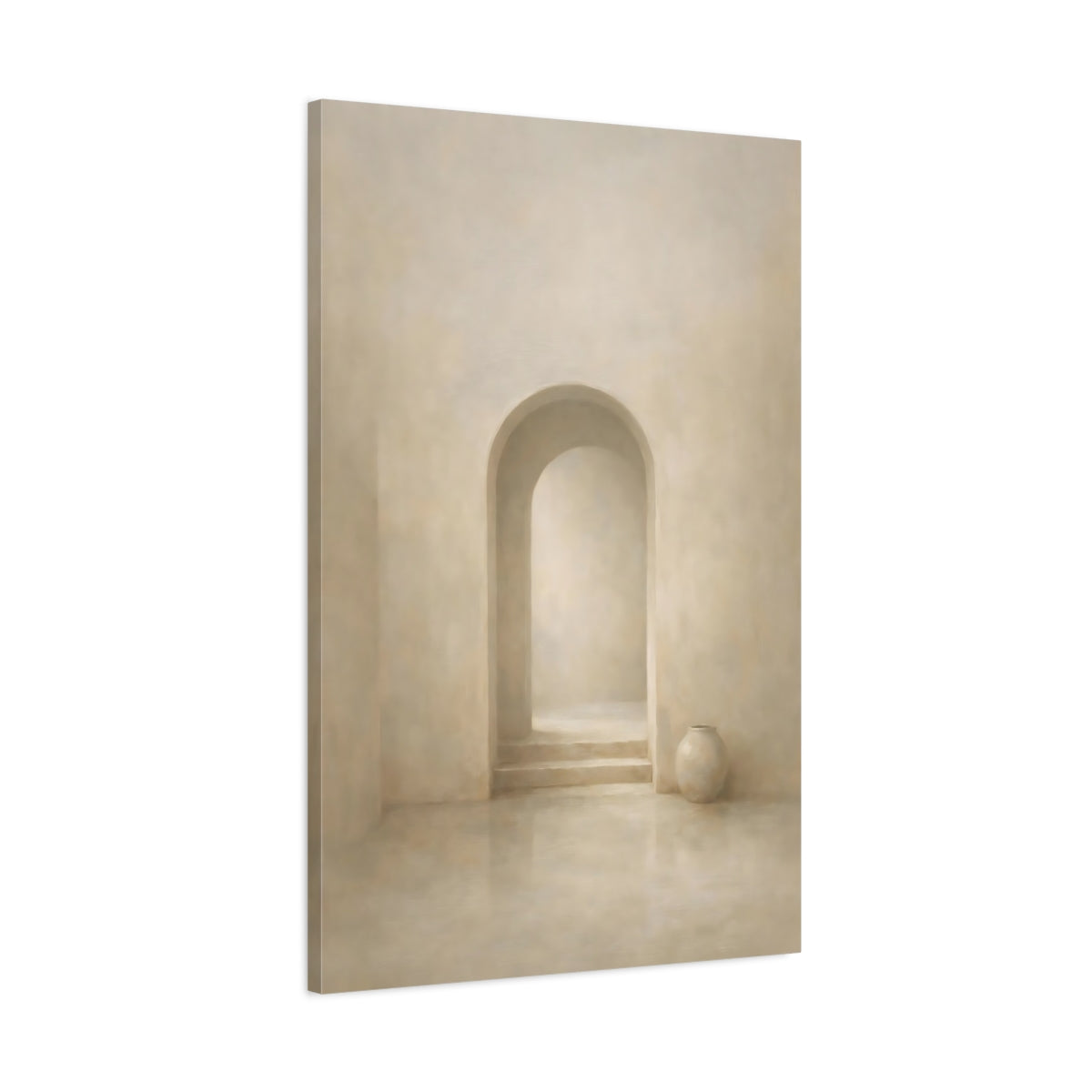 Side Mockup 1. Abstract Archway Neutral Archway shown as stretched canvas wall art