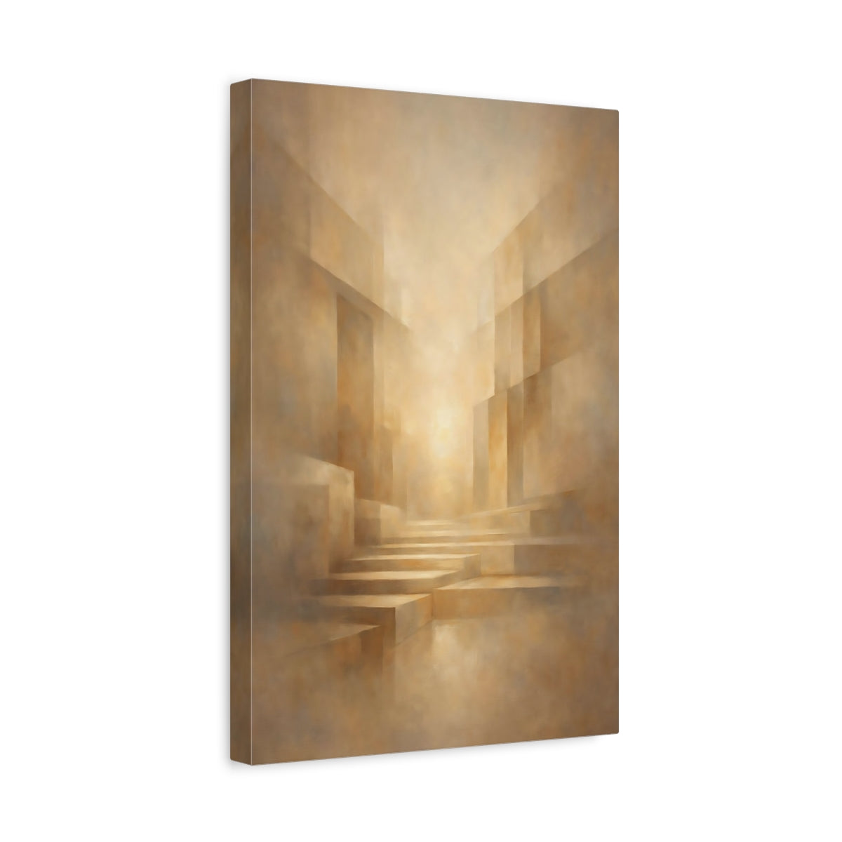 Side Mockup 4. Abstract Geometric Architecture Warm Abstract Architecture shown as stretched canvas wall art