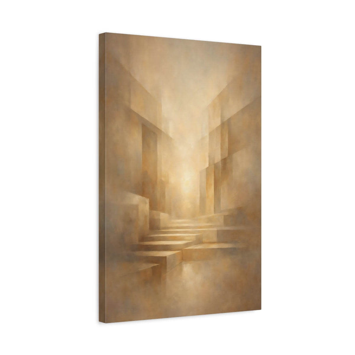 Side Mockup 3. Abstract Geometric Architecture Warm Abstract Architecture shown as stretched canvas wall art