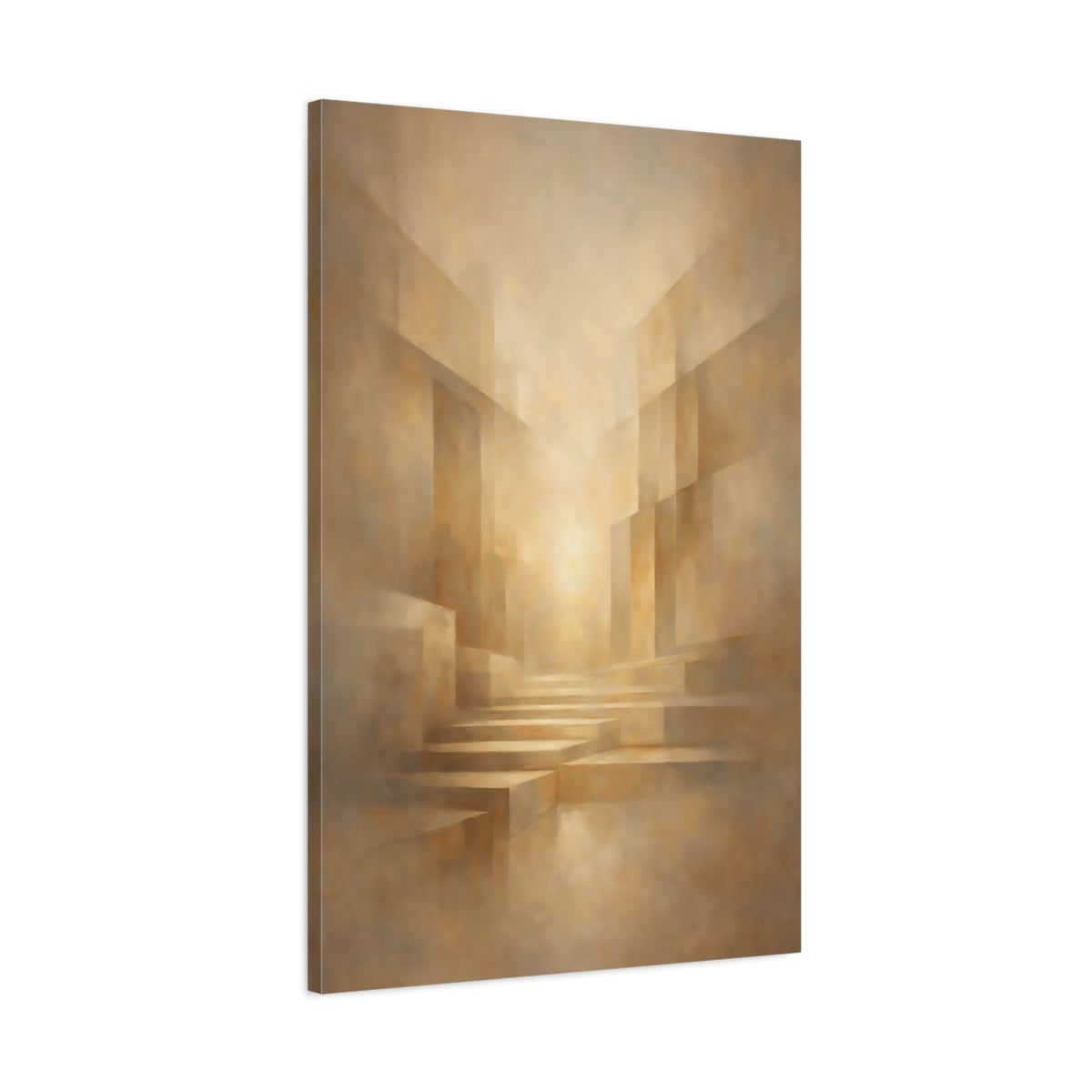 Side Mockup 1. Abstract Geometric Architecture Warm Abstract Architecture shown as stretched canvas wall art