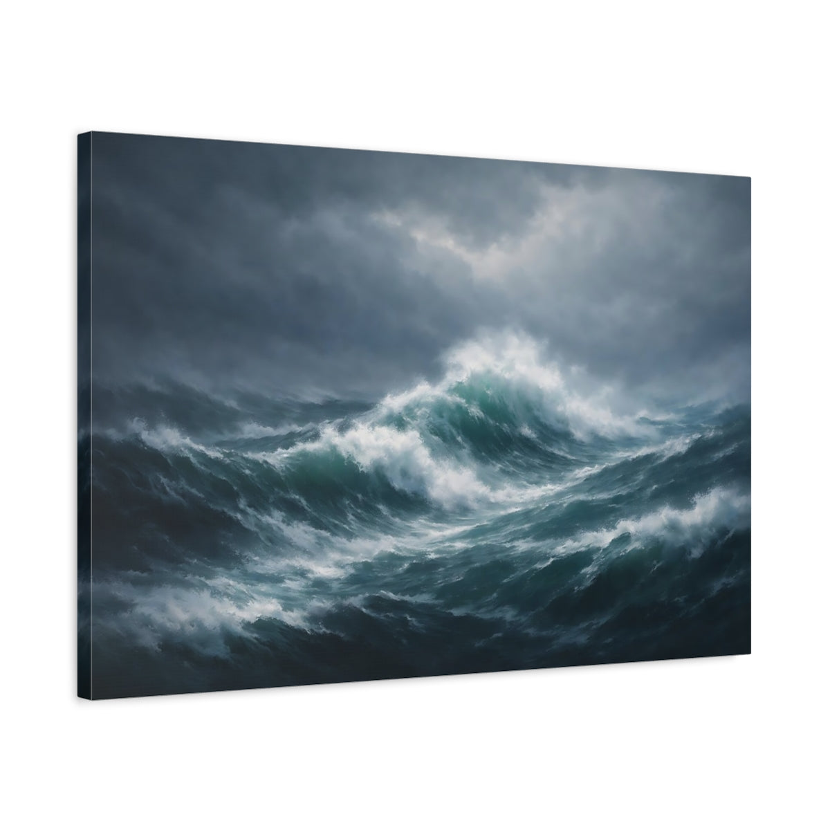 Abstract Stormy Ocean Waves Nature - Canvas Wall Art Print