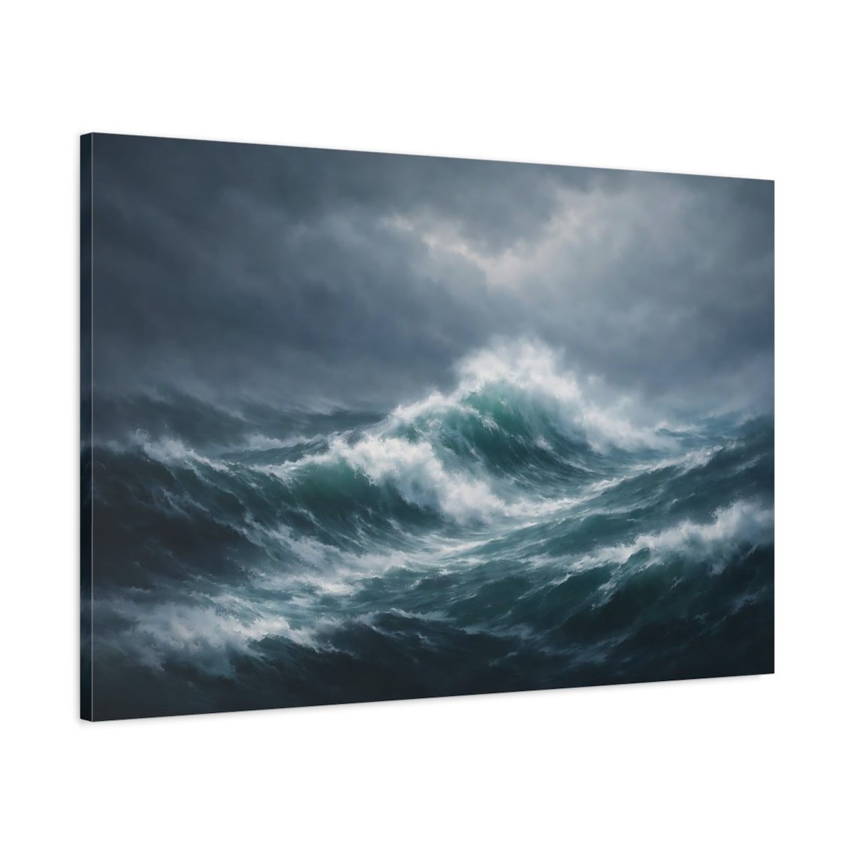 Abstract Stormy Ocean Waves Nature - Canvas Wall Art Print