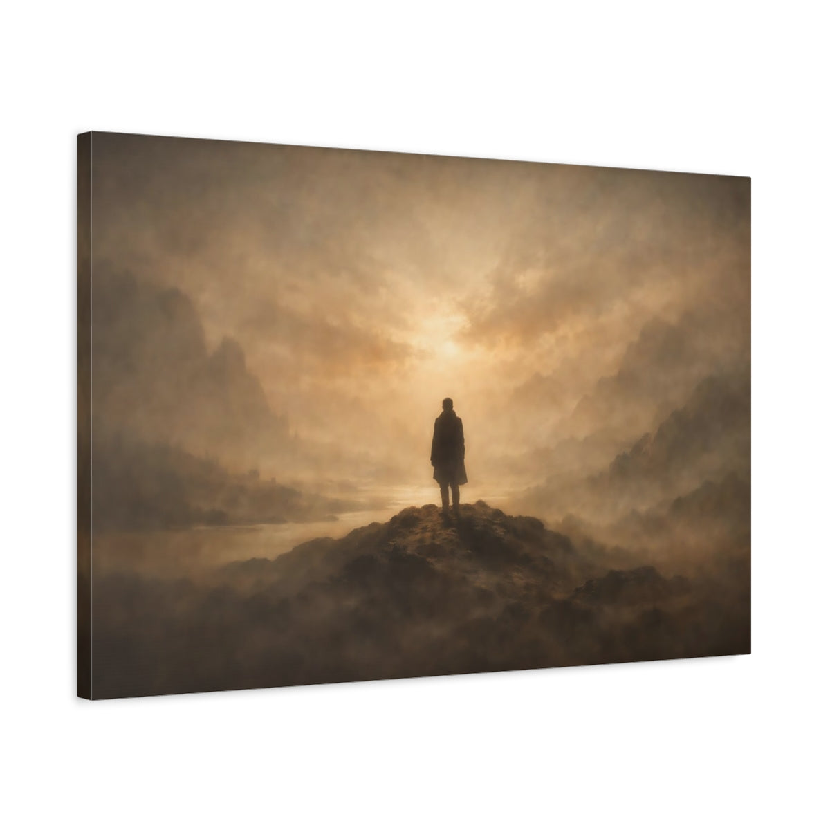 Vintage Soft Abstract Lone Figure Nature - Canvas Wall Art Print