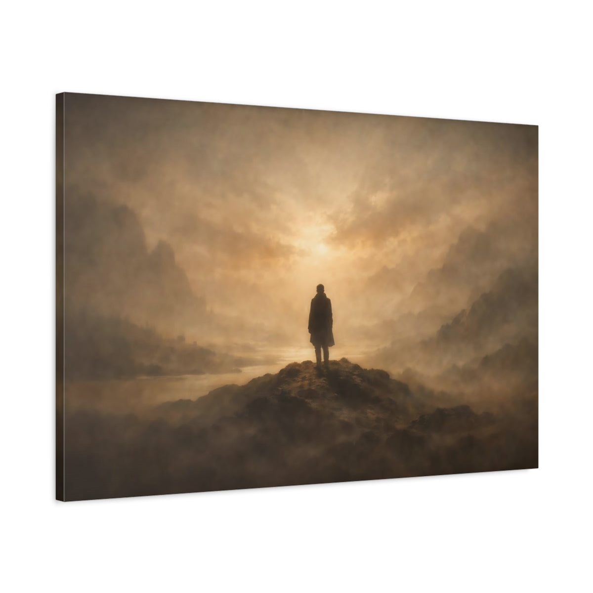 Vintage Soft Abstract Lone Figure Nature - Canvas Wall Art Print