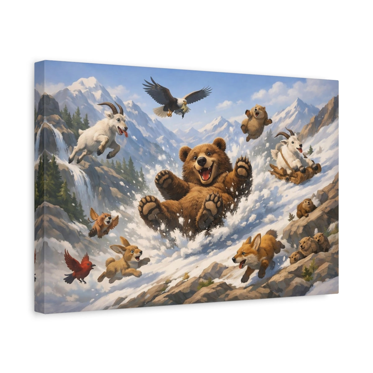 Animals Playful Mountain - Canvas Wall Art Print