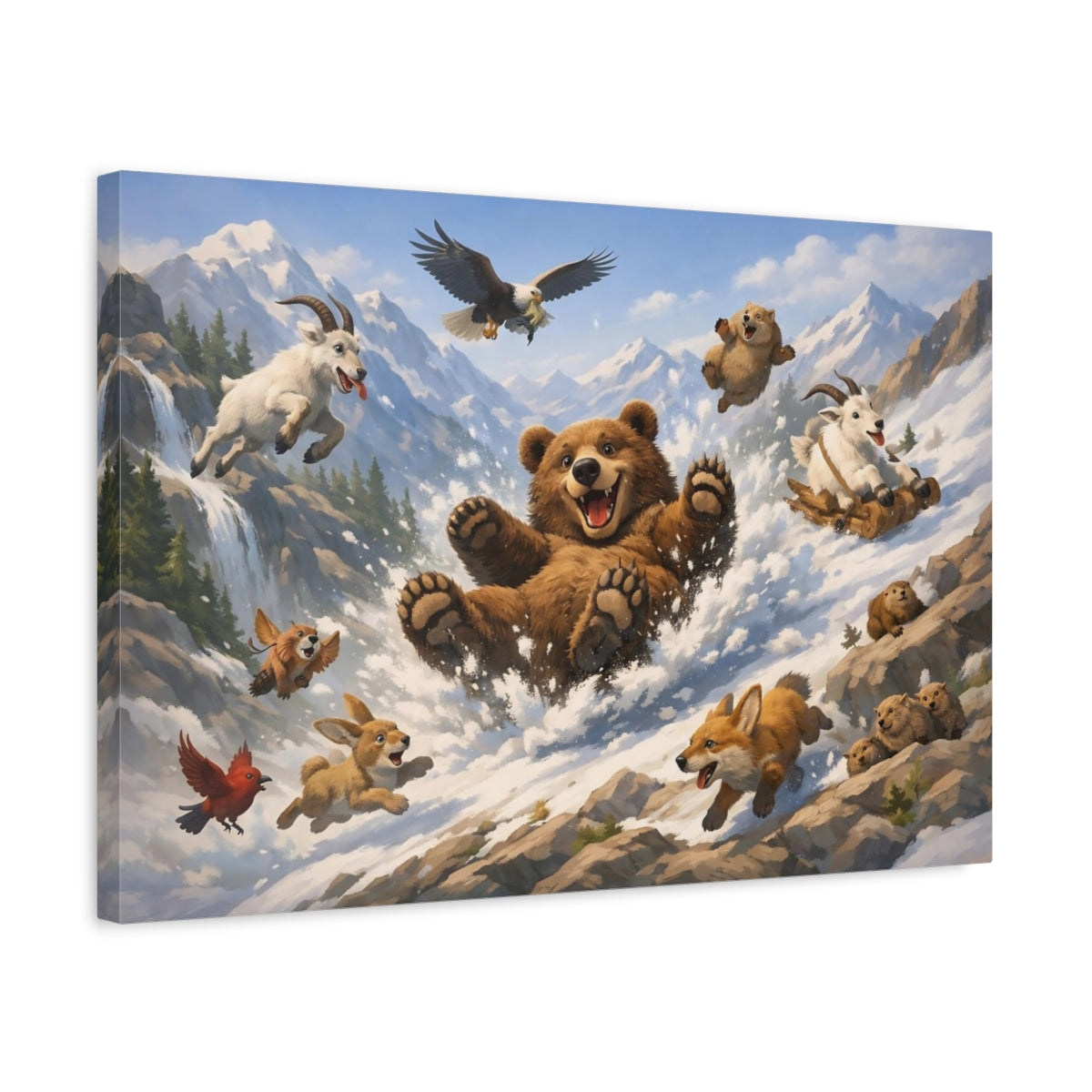 Animals Playful Mountain - Canvas Wall Art Print