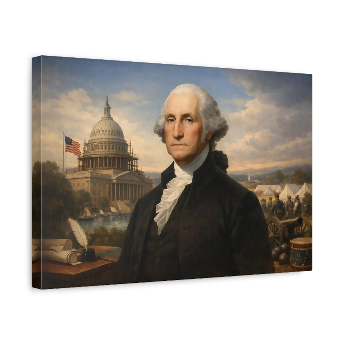 Geometric George Washington Vintage - Canvas Wall Art Print