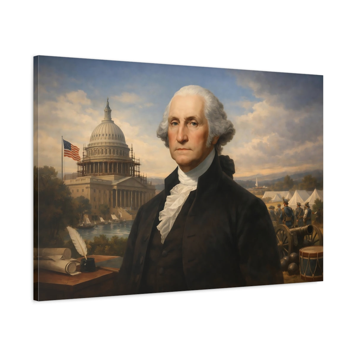 Geometric George Washington Vintage - Canvas Wall Art Print