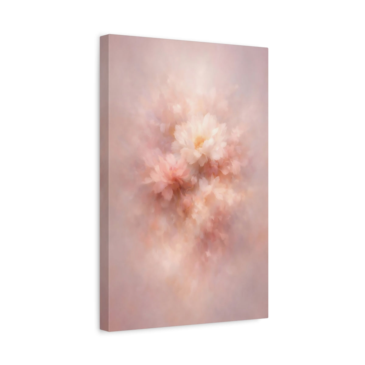 Side Mockup 4. Floral Abstract Flowers Blush Floral Art shown as stretched canvas wall art