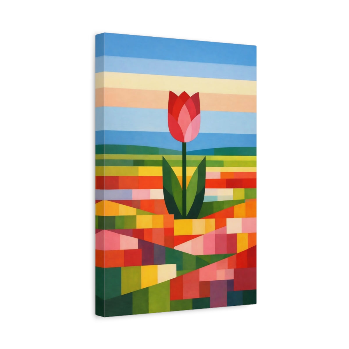 Floral Tulip Colorful Geometric - Canvas Wall Art Print