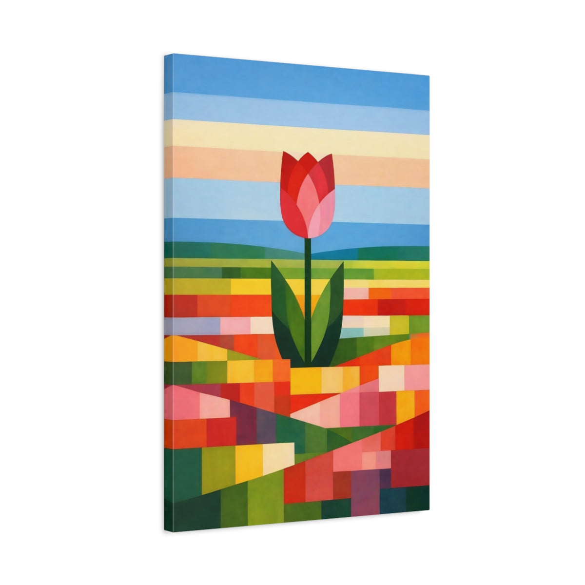 Floral Tulip Colorful Geometric - Canvas Wall Art Print