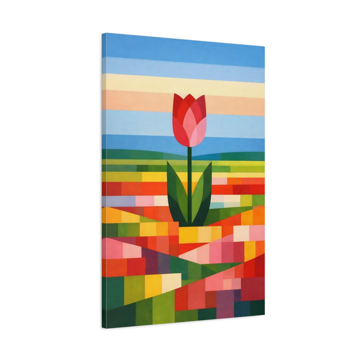 Floral Tulip Colorful Geometric - Canvas Wall Art Print