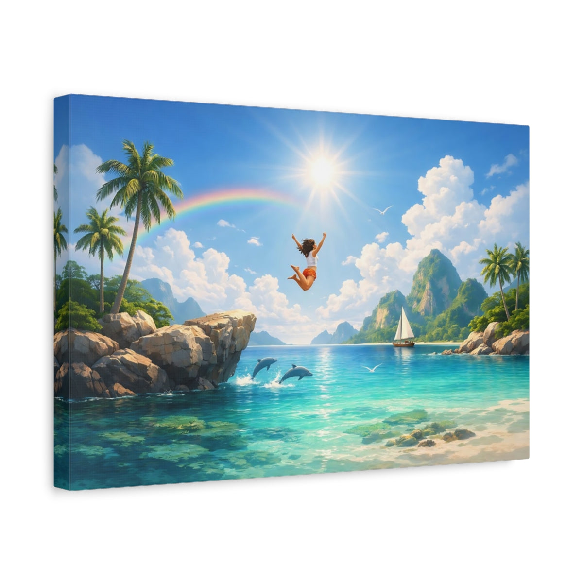 Lagon tropical Plage Nature - Impression sur toile