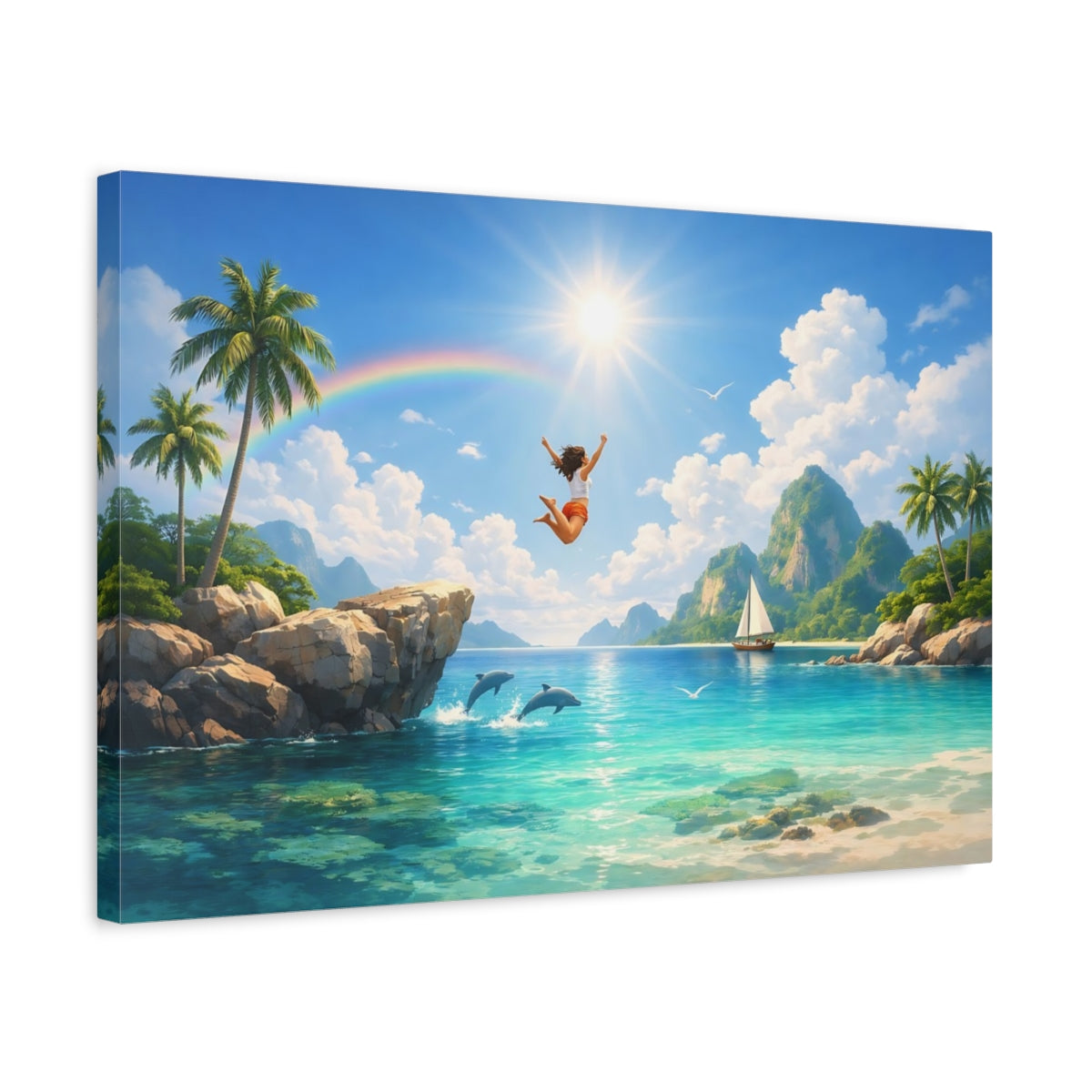 Lagon tropical Plage Nature - Impression sur toile