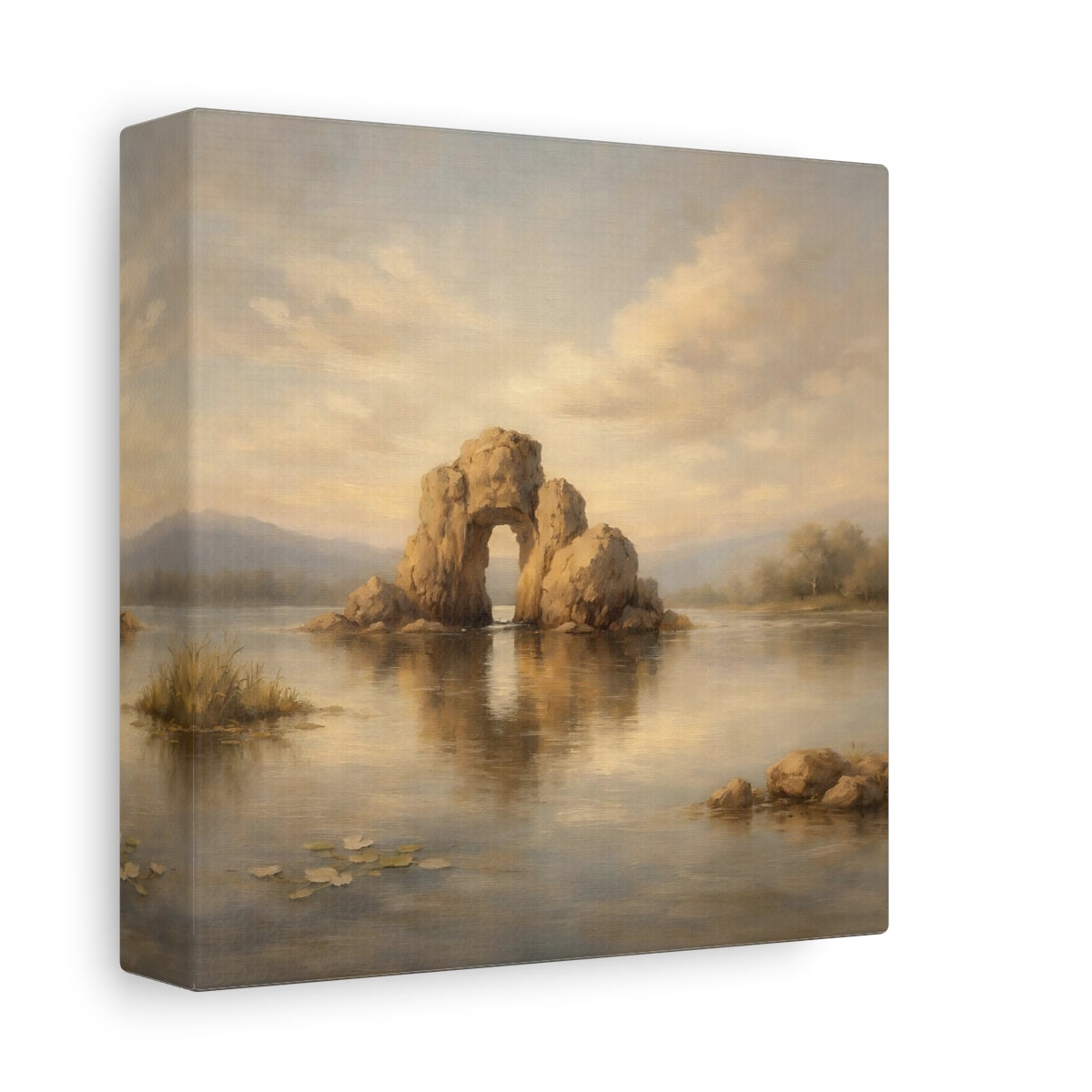 Side Mockup 1. Nature Rock Arch Warm Tones Landscape shown as stretched canvas wall art