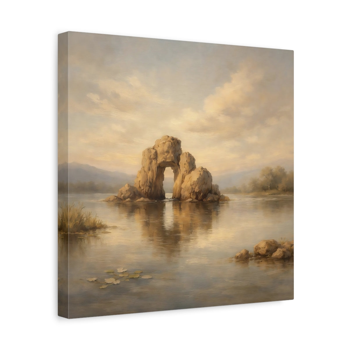 Side Mockup 7. Nature Rock Arch Warm Tones Landscape shown as stretched canvas wall art