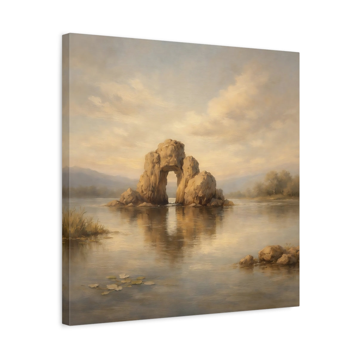 Side Mockup 5. Nature Rock Arch Warm Tones Landscape shown as stretched canvas wall art