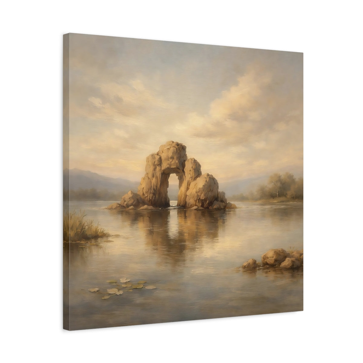 Side Mockup 4. Nature Rock Arch Warm Tones Landscape shown as stretched canvas wall art