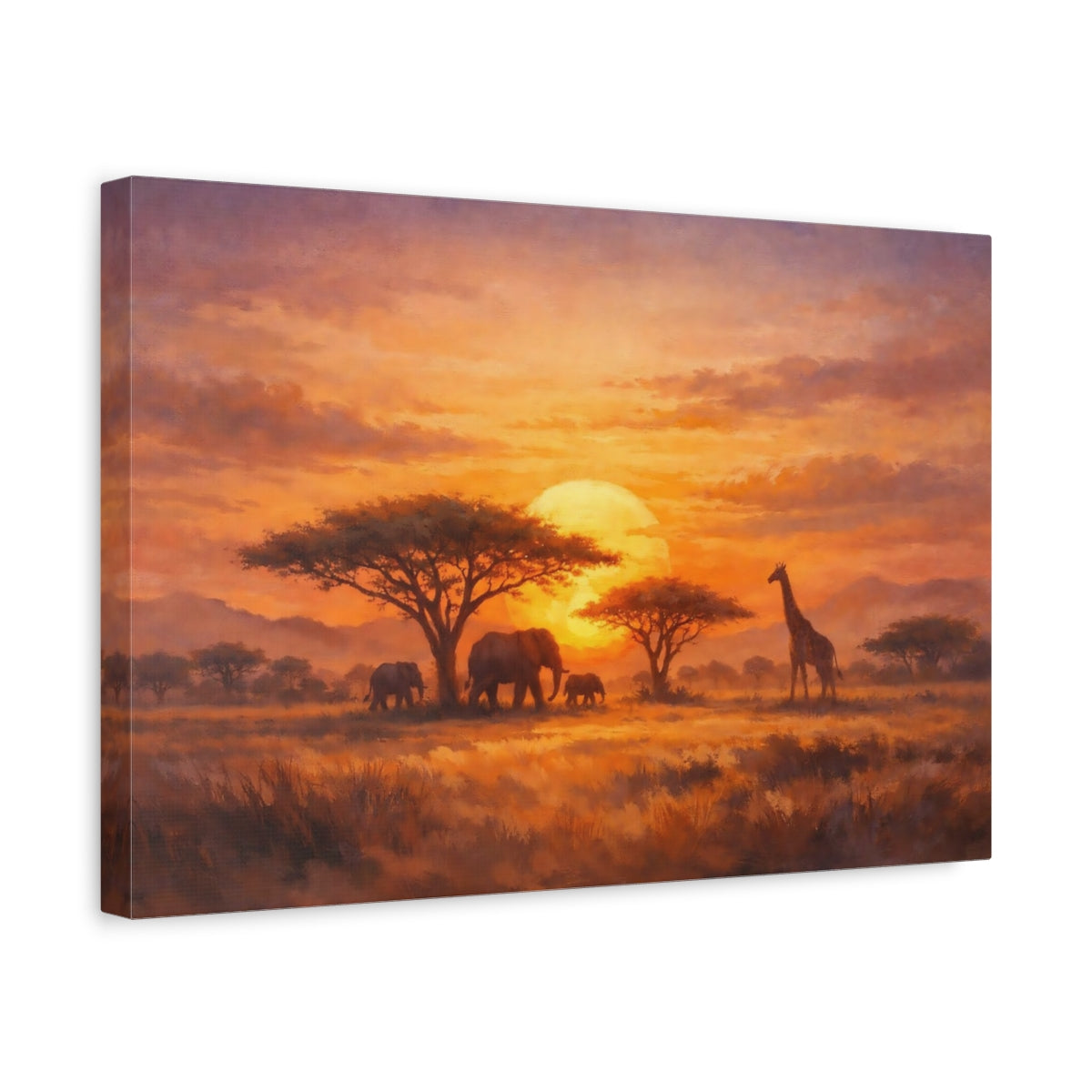 Nature African Wildlife Sunset - Canvas Wall Art Print