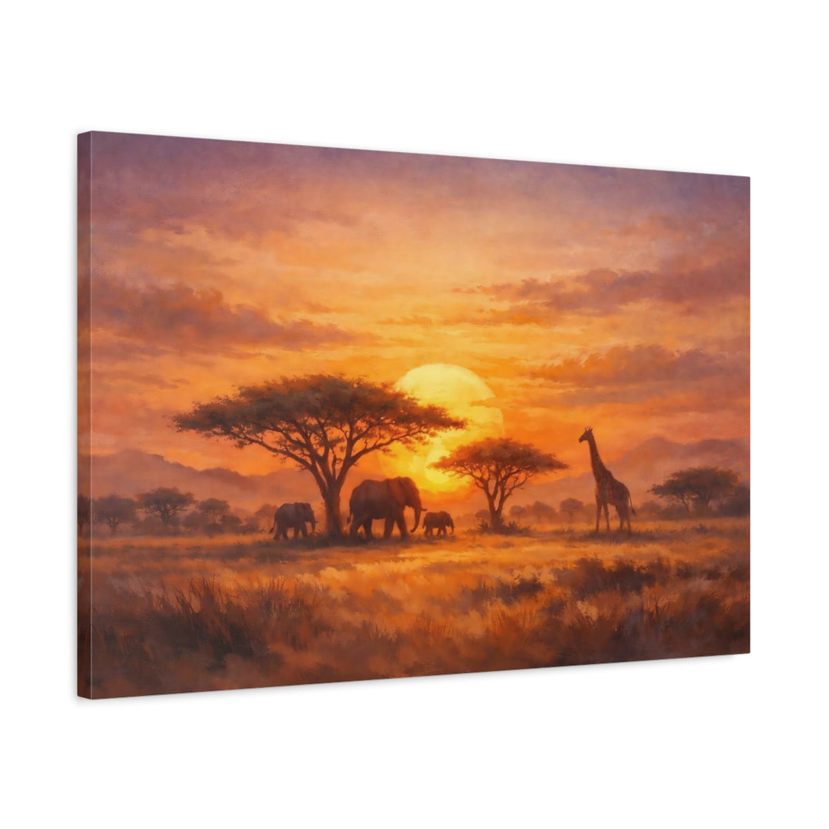 Nature African Wildlife Sunset - Canvas Wall Art Print