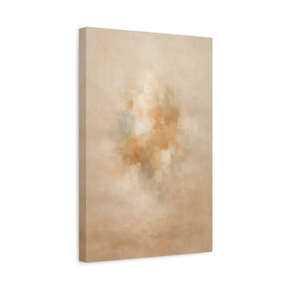 Side Mockup 4. Abstract Abstract Forms Beige Abstract Texture shown as stretched canvas wall art