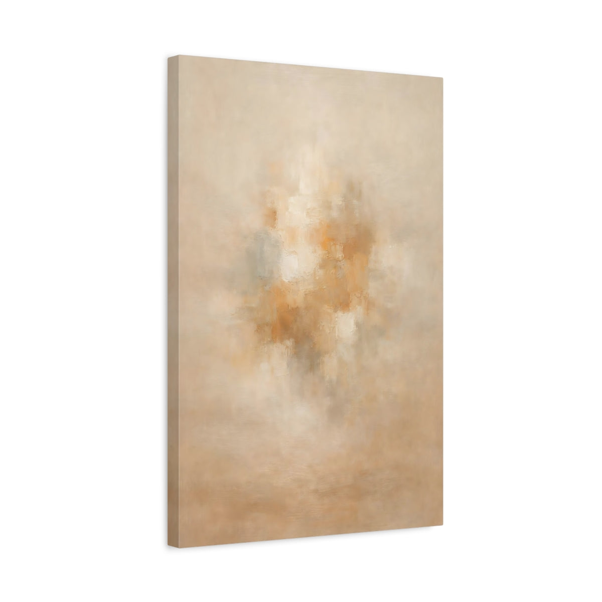 Side Mockup 3. Abstract Abstract Forms Beige Abstract Texture shown as stretched canvas wall art