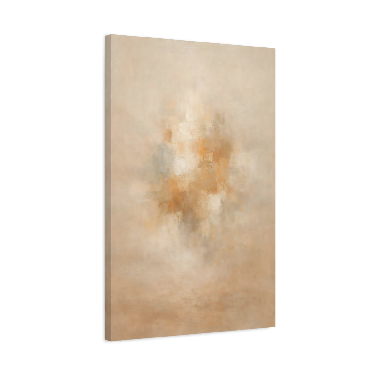 Side Mockup 2. Abstract Abstract Forms Beige Abstract Texture shown as stretched canvas wall art