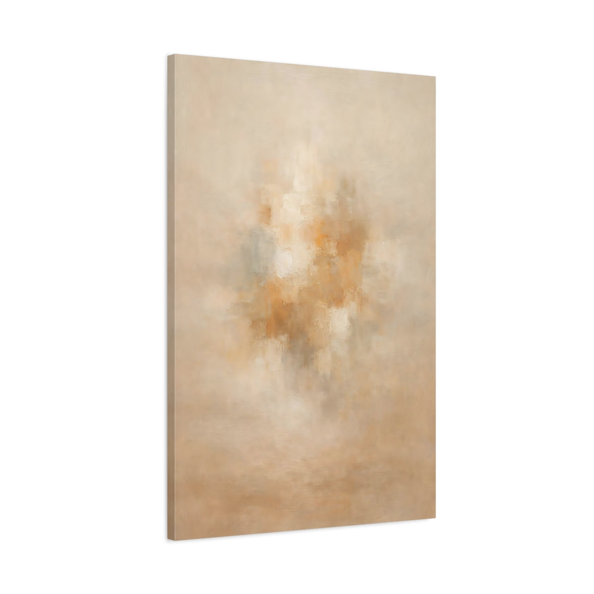 Side Mockup 1. Abstract Abstract Forms Beige Abstract Texture shown as stretched canvas wall art