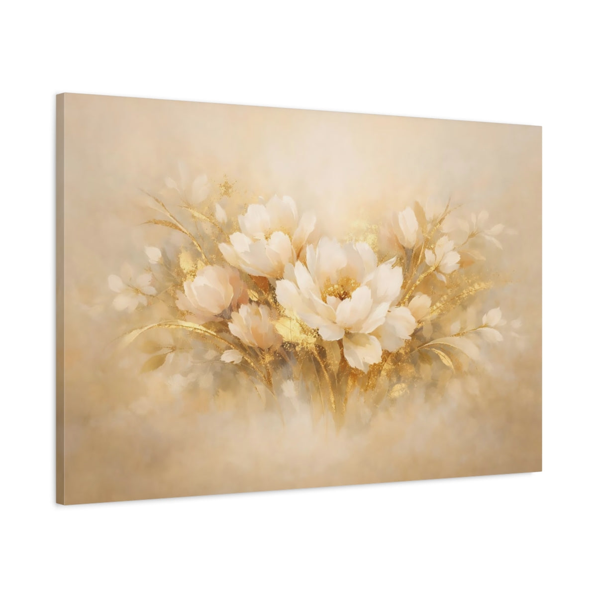 Floral Abstract Gold Flowers - Canvas Wall Art Print