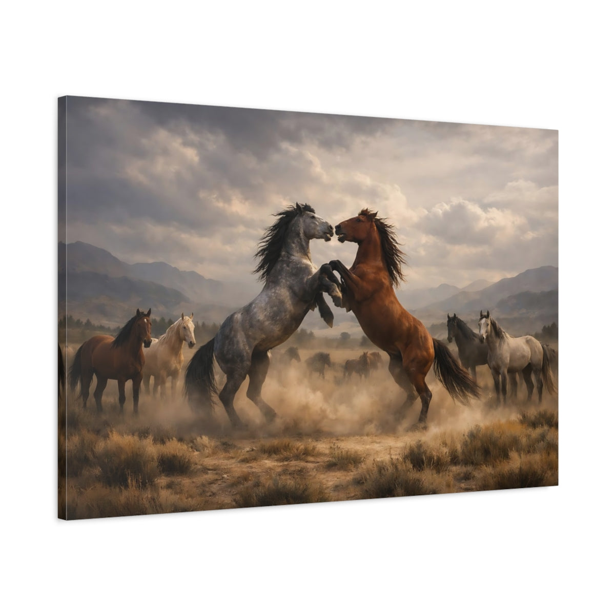 Landscape Wild Horses Animals - Canvas Wall Art Print