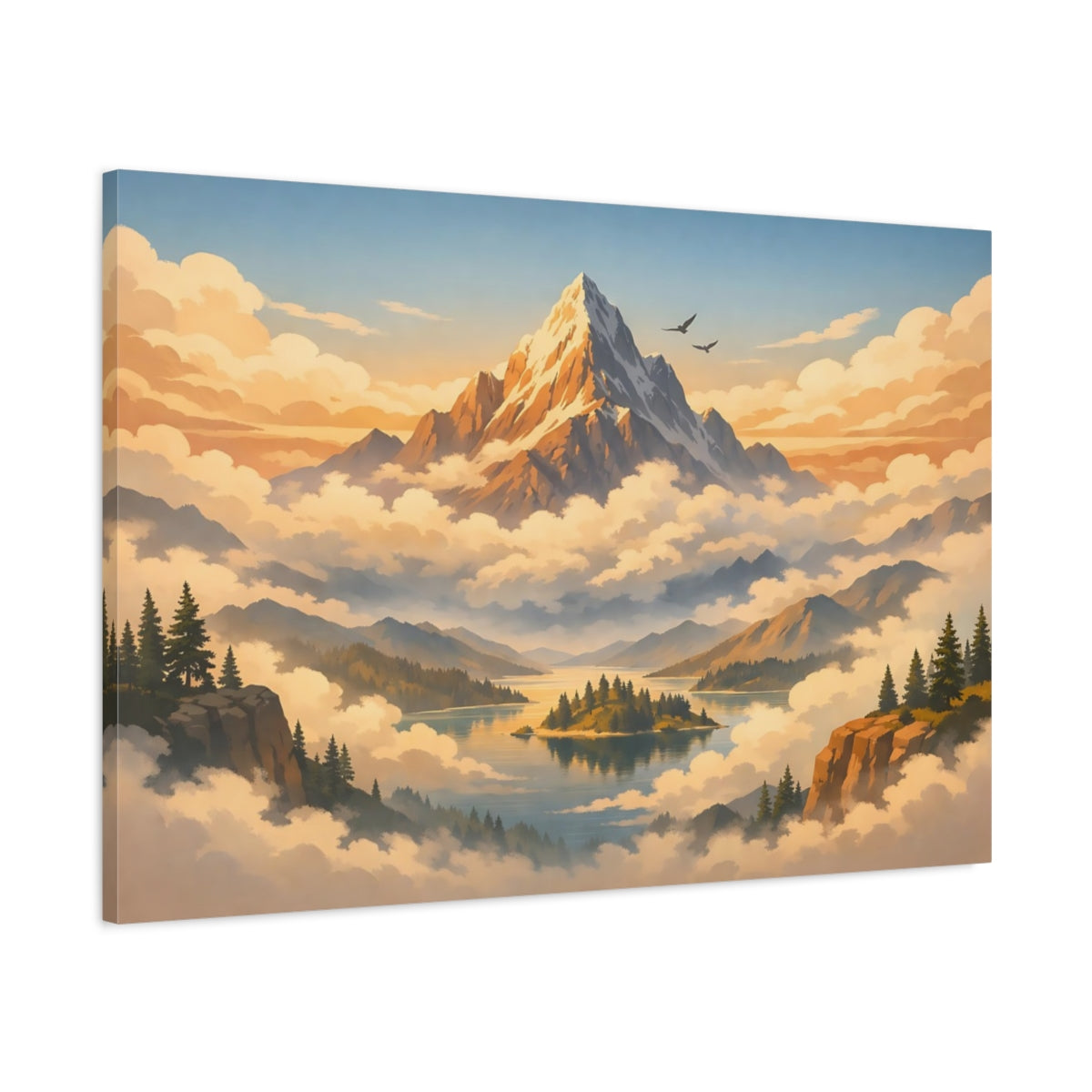 Mist Depth Travel Snowy Mountain Nature - Canvas Wall Art Print
