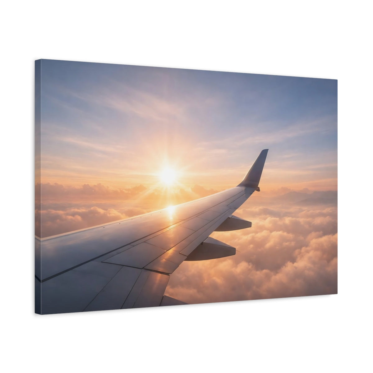 Ethereal Airplane Wing View Nature - Canvas Wall Art Print