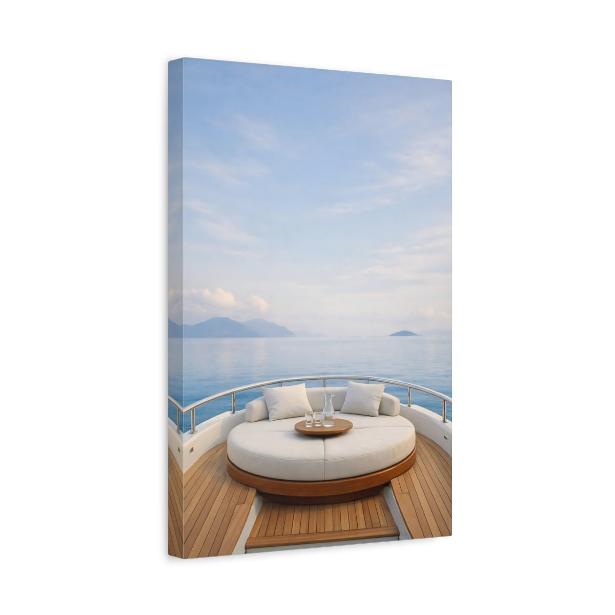 Nature Yacht Deck Blue And White - Canvas Wall Art Print
