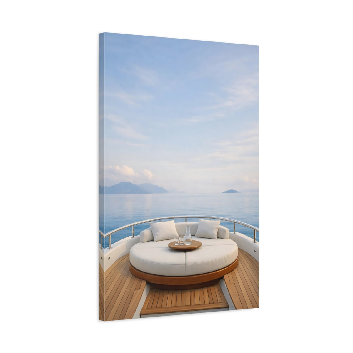 Nature Yacht Deck Blue And White - Canvas Wall Art Print