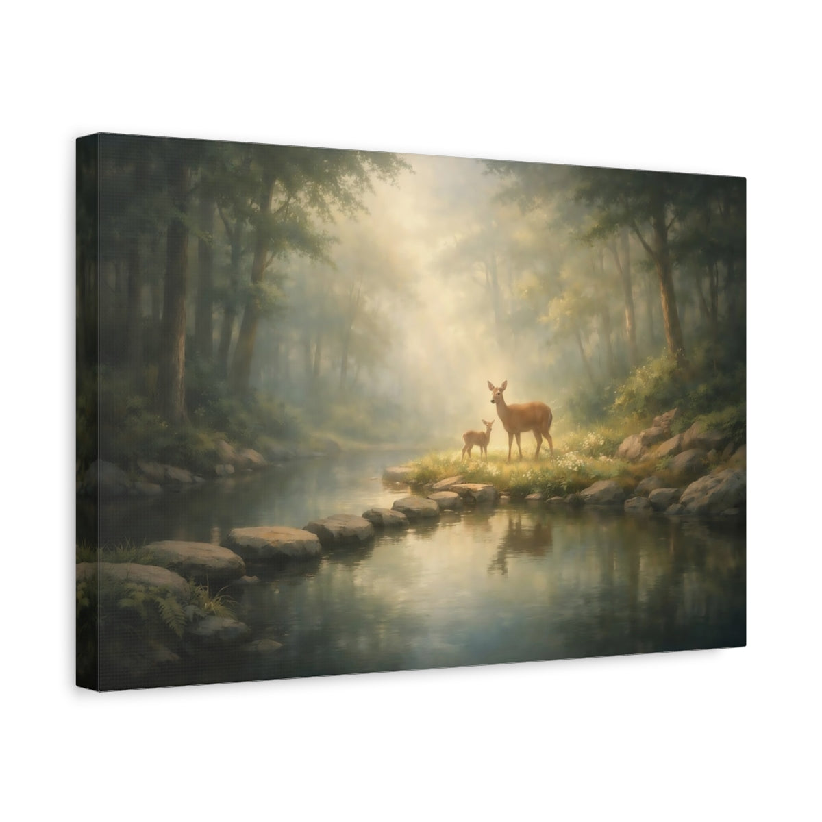 Soft Dreamscape Forest Serene Deer Nature - Canvas Wall Art Print