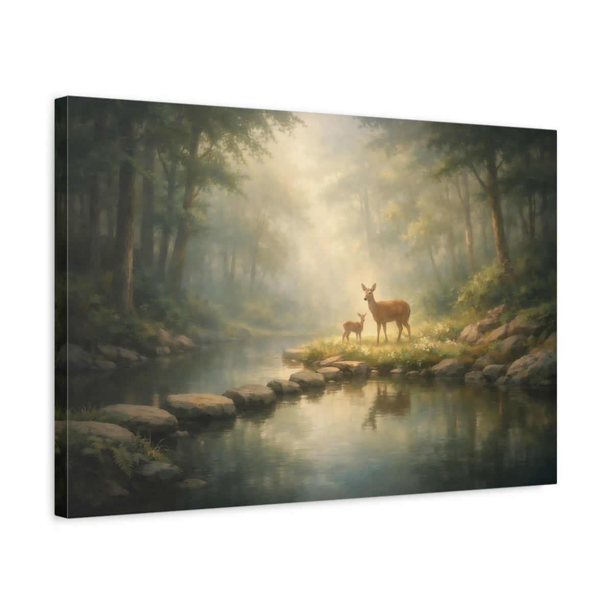 Soft Dreamscape Forest Serene Deer Nature - Canvas Wall Art Print