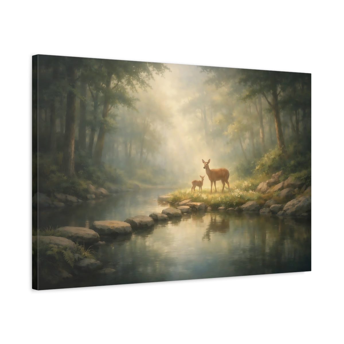 Soft Dreamscape Forest Serene Deer Nature - Canvas Wall Art Print