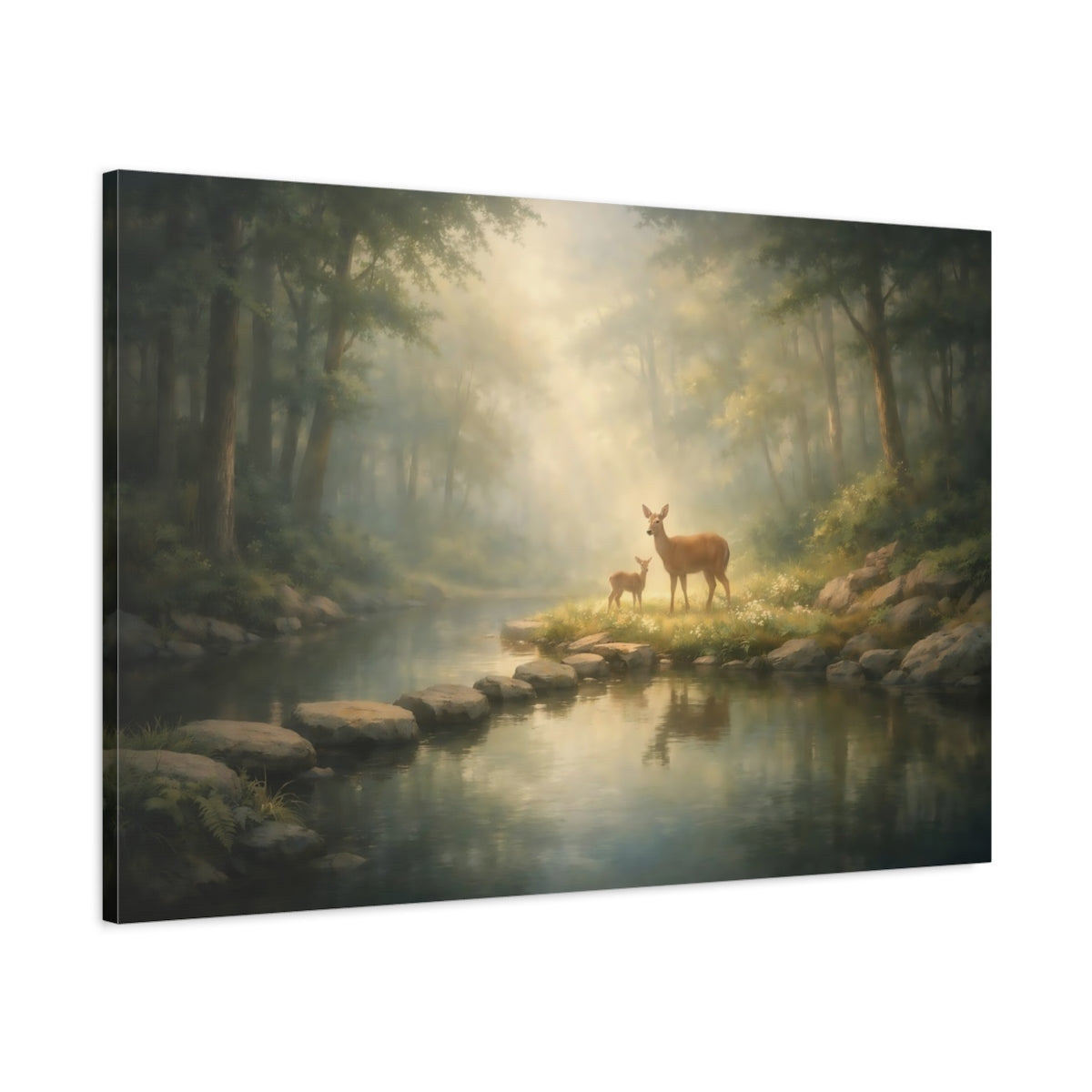 Soft Dreamscape Forest Serene Deer Nature - Canvas Wall Art Print