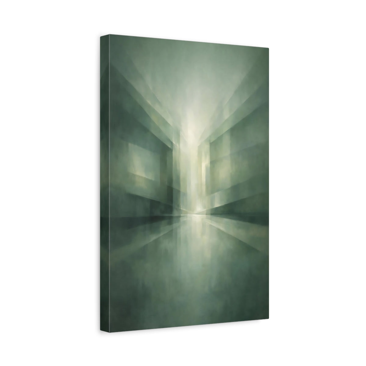 Side Mockup 4. Abstract Abstract Architecture Green Abstract shown as stretched canvas wall art