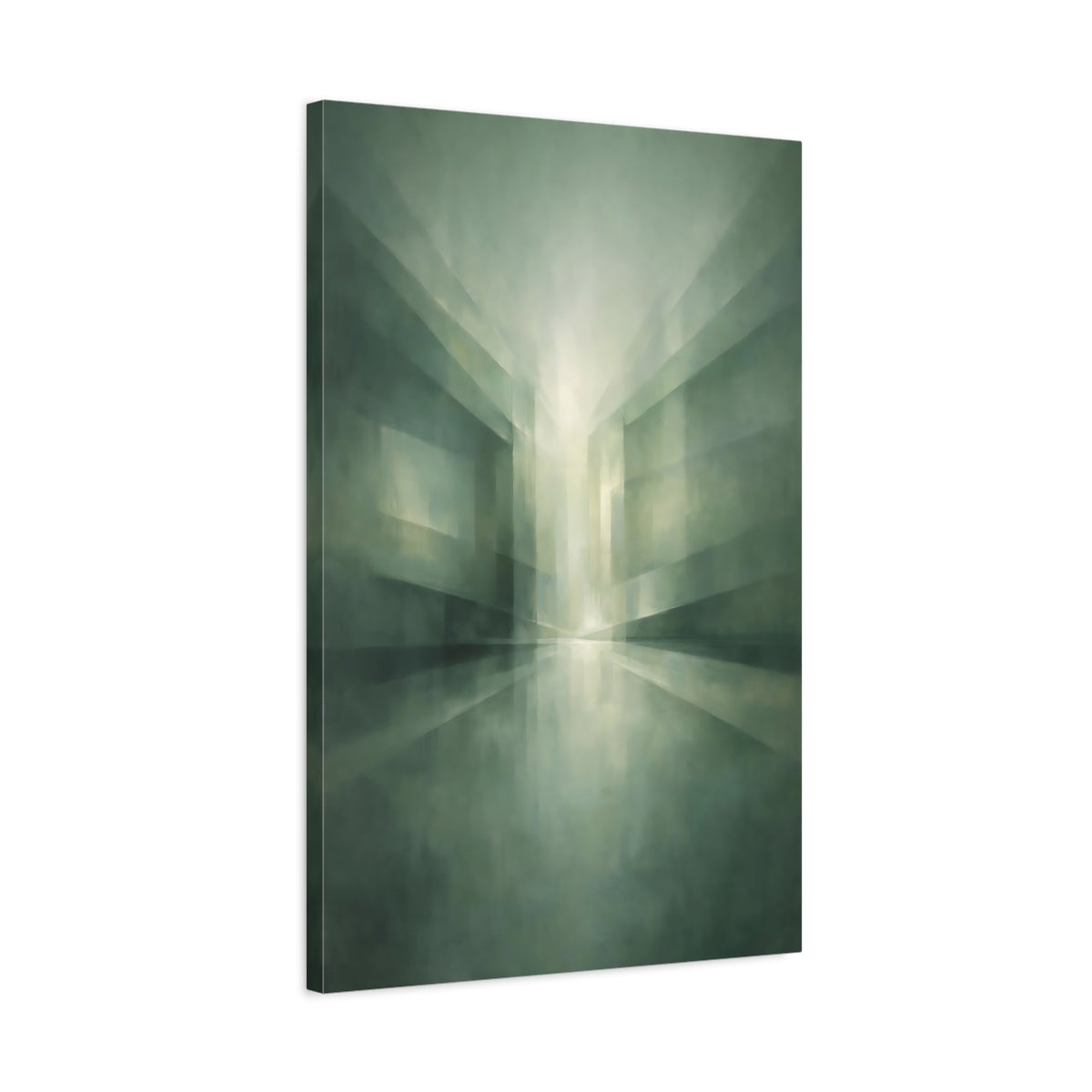Side Mockup 2. Abstract Abstract Architecture Green Abstract shown as stretched canvas wall art
