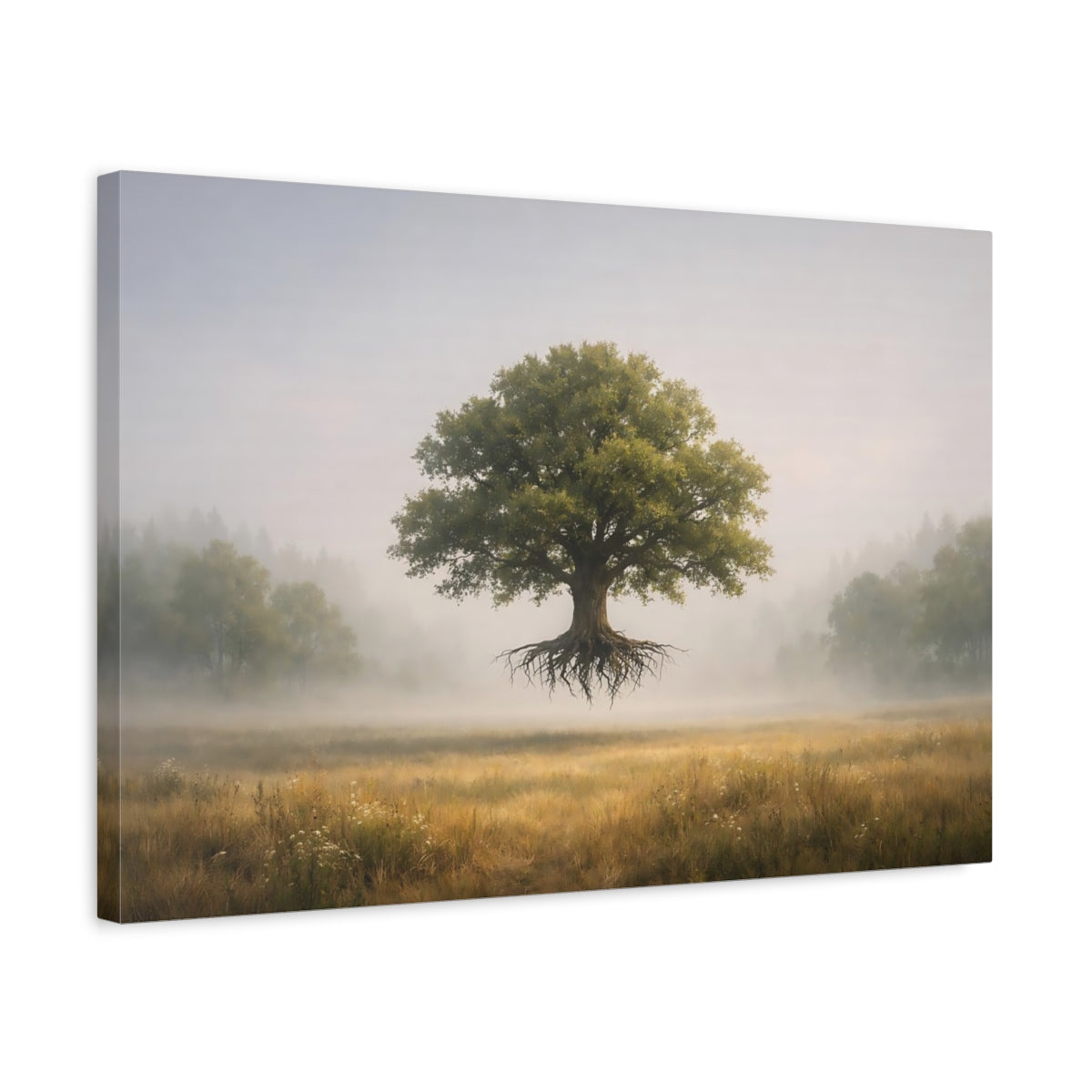 Trees Fog Floating Tree Nature - Canvas Wall Art Print