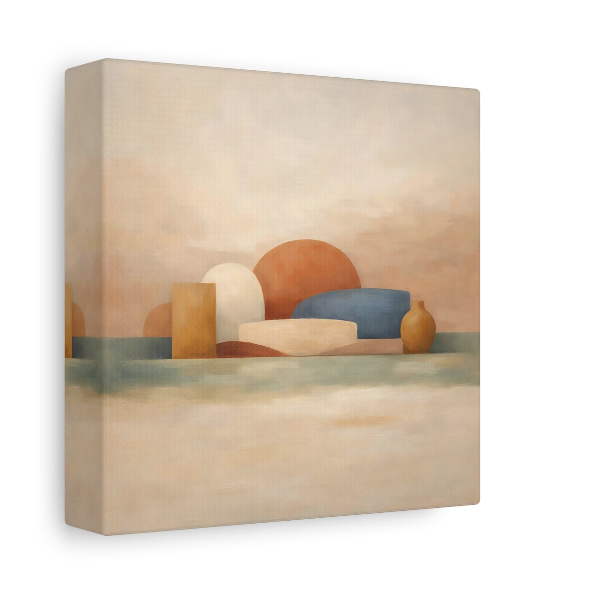 Side Mockup 1. Abstract Abstract Shapes Abstract Earth Tones shown as stretched canvas wall art