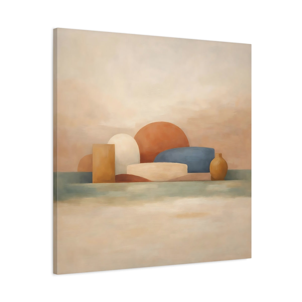 Side Mockup 3. Abstract Abstract Shapes Abstract Earth Tones shown as stretched canvas wall art